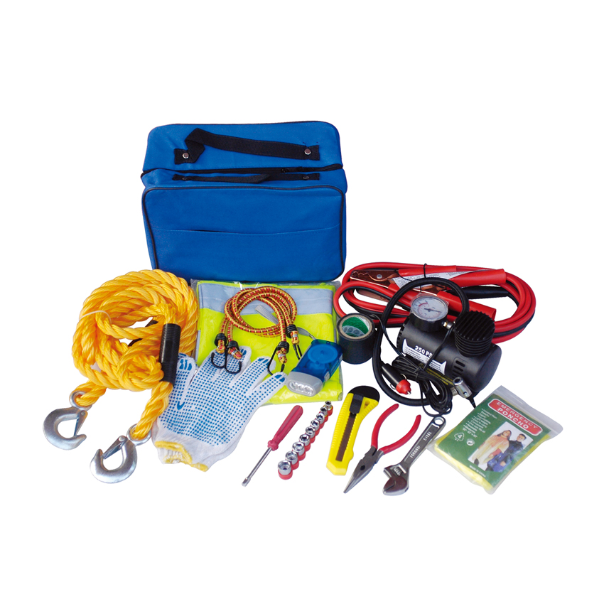 Kit de Emergência Portátil para Carro com Ferramentas de Reparação de Segurança Viária