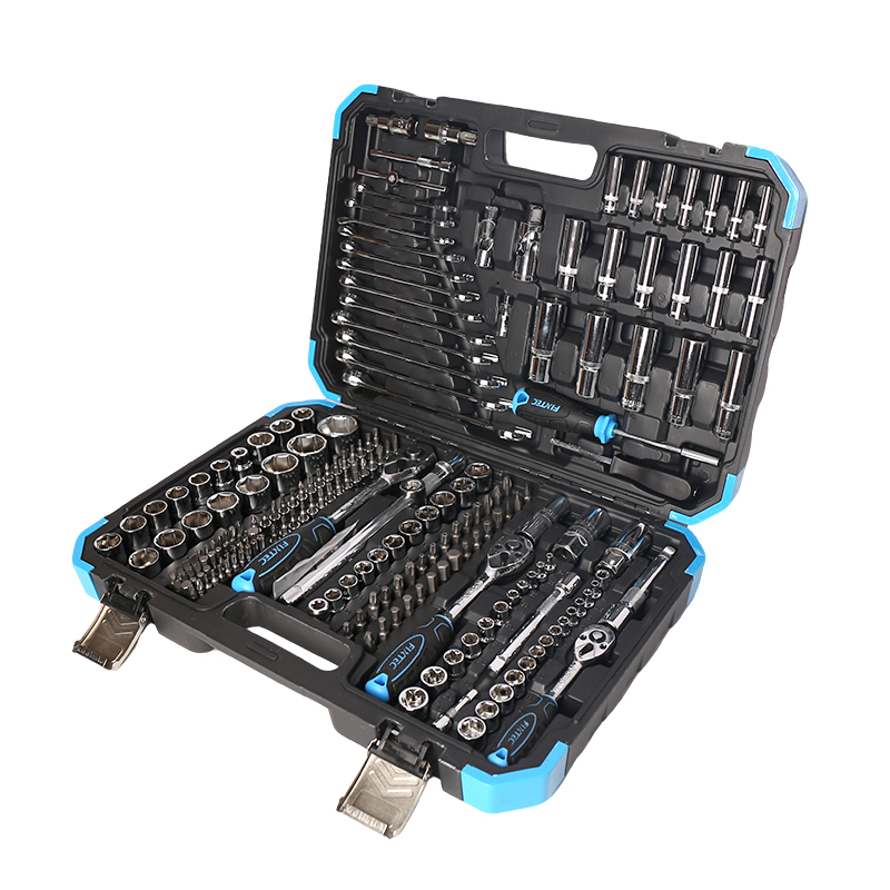 Kit de Ferramentas para Reparação de Carros Fixtec 216PCS Conjunto de Chaves e Soquetes 1/2" 1/4" 3/8" Caixa de Ferramentas para Reparação Automotiva