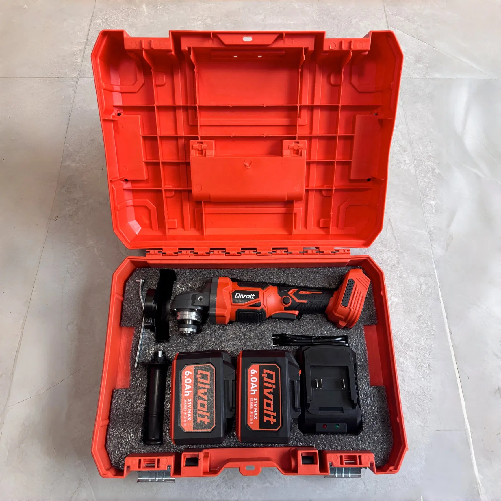21V Conjunto de Ferramentas Elétricas Sem Fio com Furadeira, Chave de Impacto, Esmerilhadeira com Bateria, Carregador e Caixa de Ferramentas para Marcenaria