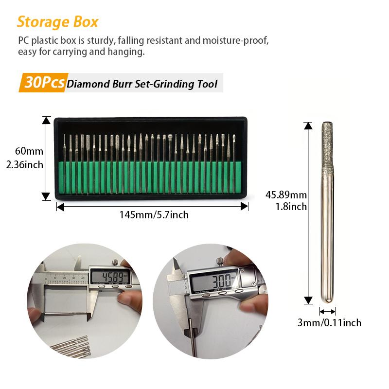 30PCS Conjunto de Brocas de Gravação em Diamante para Ferramenta Rotativa Metal Madeira Router Moagem Gravação Escultura