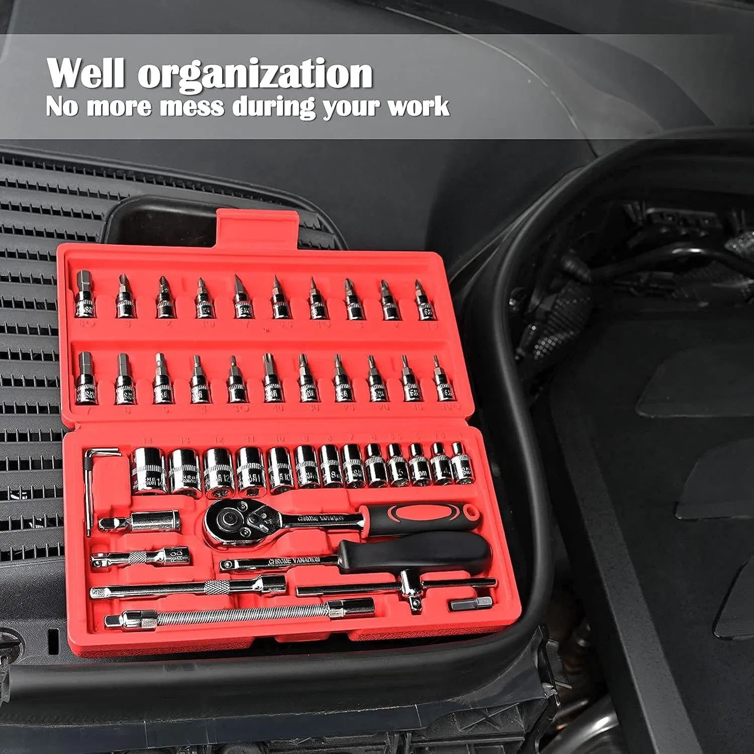 Kit de Ferramentas para Reparação Automotiva em Sistema Métrico com Isolamento de Grau Industrial