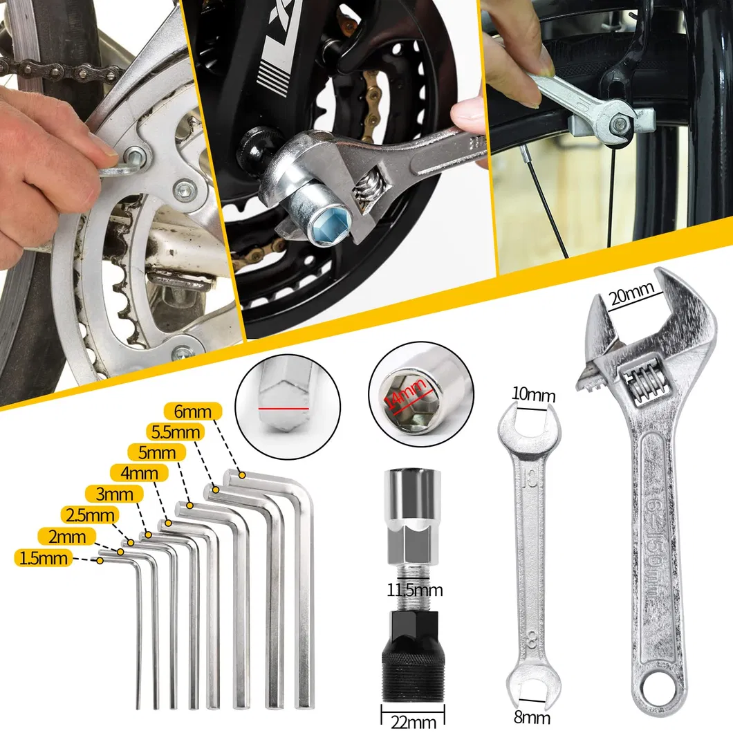 Conjunto de Ferramentas Portátil para Manutenção e Reparo de Bicicletas, Tudo em um Estojo para Bicicleta de Montanha e Estrada