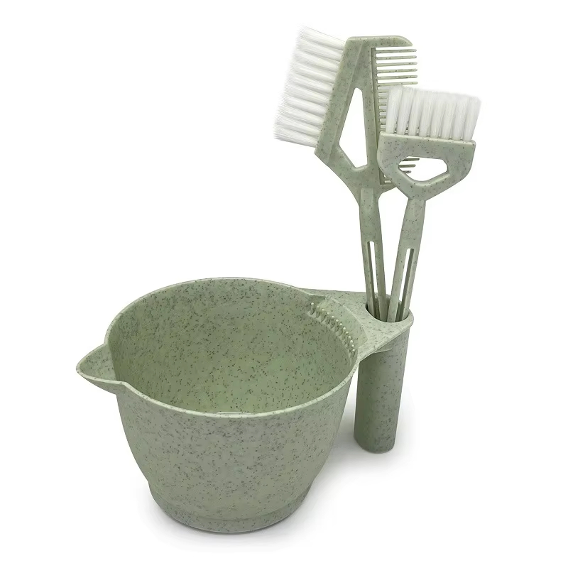 Kit de Tintura de Cabelo de Palha de Trigo Biodegradável Conjunto de Tintura de Cabelo Preto Ferramentas de Cabelo Ecológicas com Pincel e Tigela para Barbearia