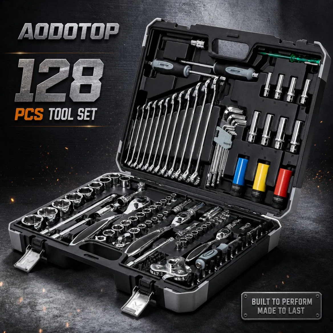 128PCS Conjunto de Ferramentas para Reparação de Automóveis, Estojo de Chave de Soquete, Kit de Ferramentas Manuais para Mecânico