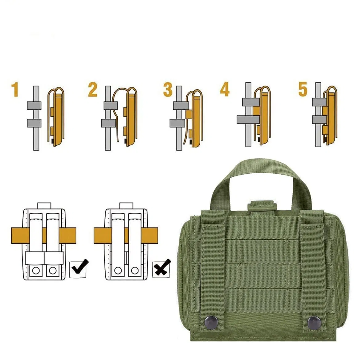 Bolsa Compacta de Primeiros Socorros Tática Molle para Homens ao Ar Livre EDC Caça Oxford