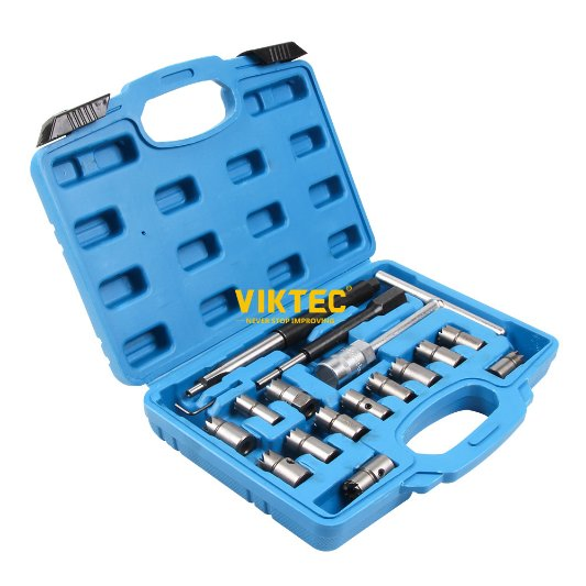 17PC Conjunto de Ferramentas para Corte de Assento de Injetor Diesel para Reparação de Motores de Precisão
