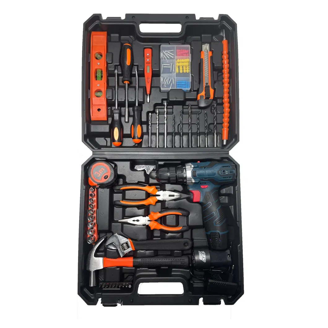 Conjunto de Furadeira Sem Fio e Ferramentas Manuais para DIY e Manutenção