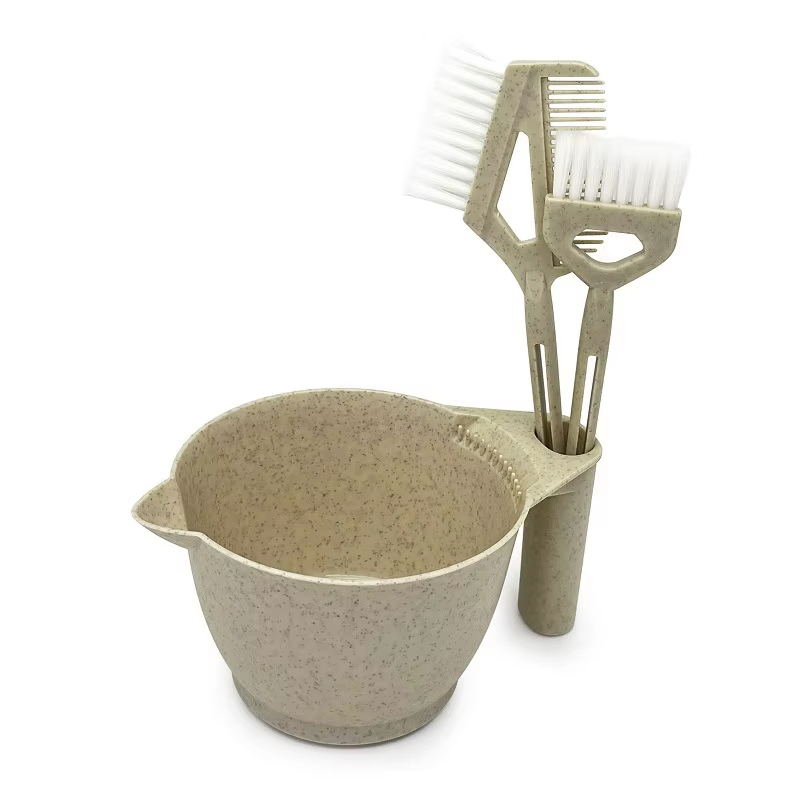Kit de Tintura de Cabelo de Palha de Trigo Biodegradável Conjunto de Tintura de Cabelo Preto Ferramentas de Cabelo Ecológicas com Pincel e Tigela para Barbearia