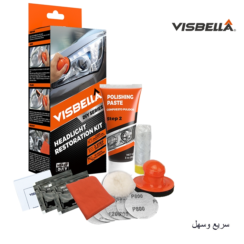 Kit/Ferramenta de Restauração de Faróis de Carro Profissional DIY