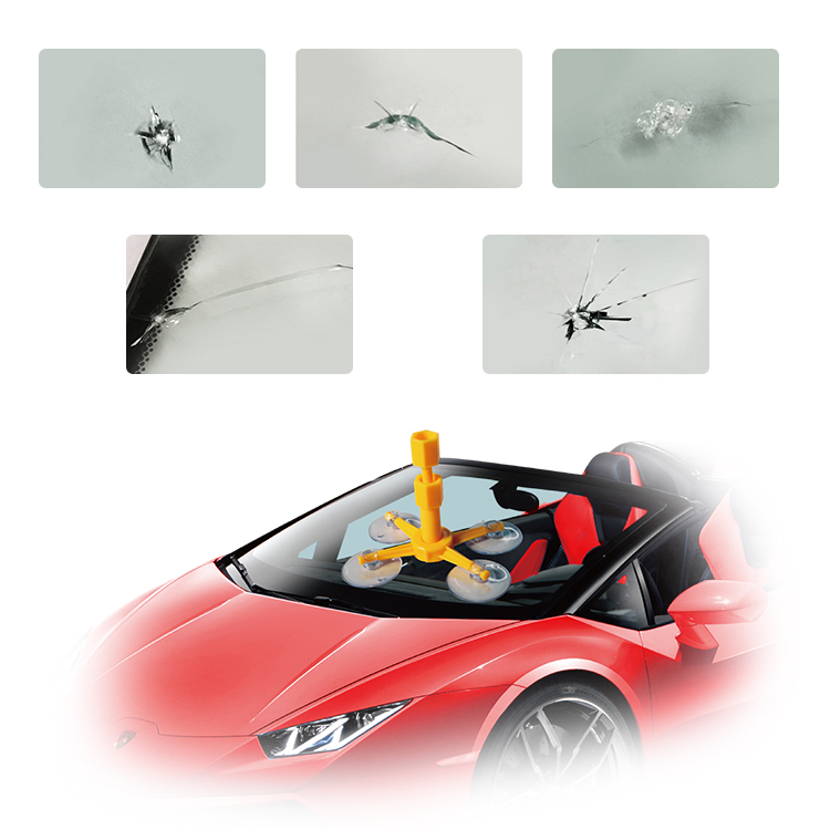 Kit de Ferramentas para Reparação de Para-brisa Automotivo Visbella com Luz UV em Caixa Colorida