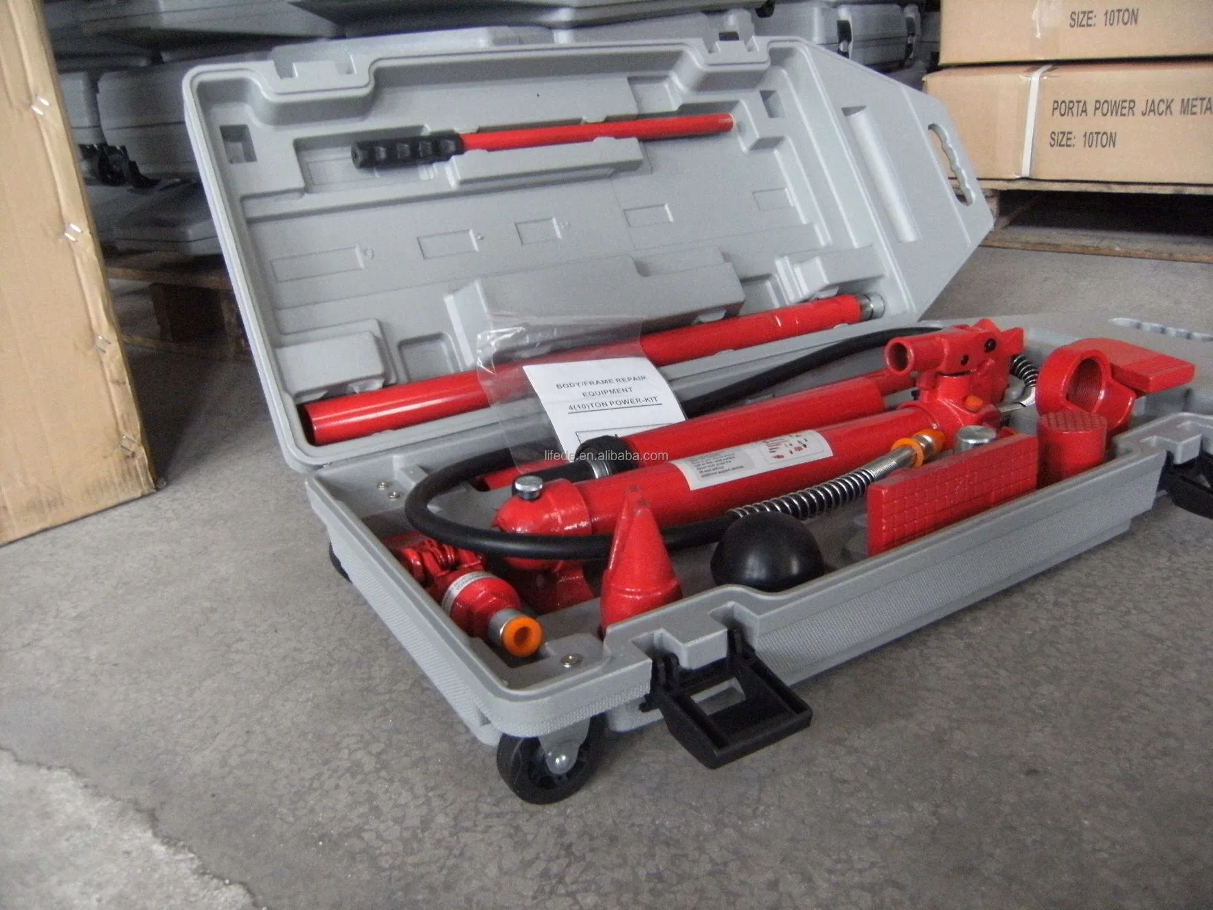 10 Conjunto de Ferramentas Hidráulicas Porta-Poder Ton Steel para Reparo de Estruturas de Carroceria com Maleta de Transporte
