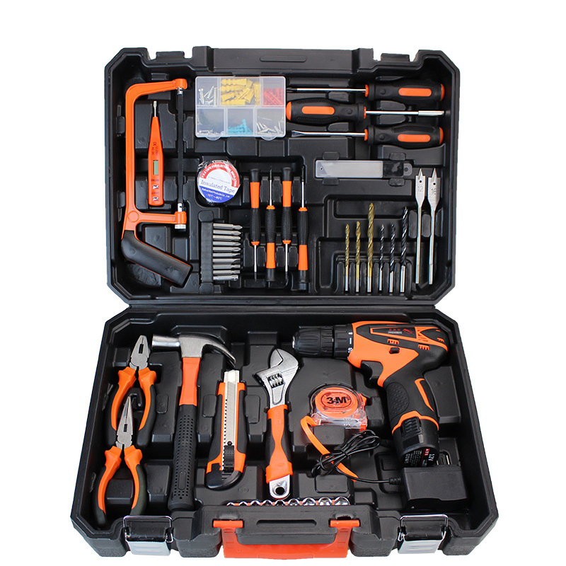 Conjunto de Ferramentas Manuais de Hardware para Reparação de Carros, Furadeira Elétrica de Impacto, Conjunto de Caixa de Ferramentas para Manutenção Elétrica à Venda
