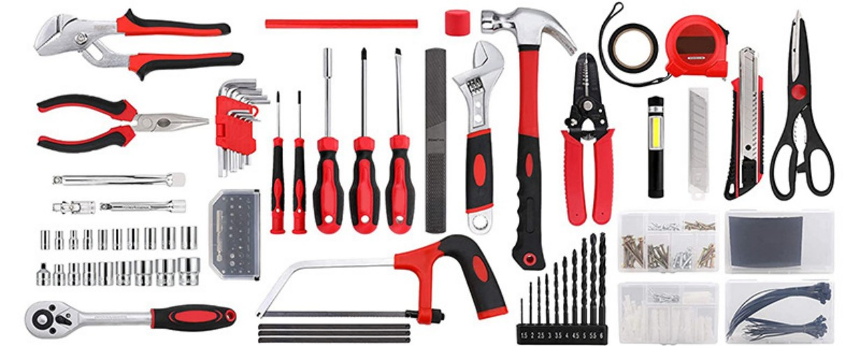 Kit de Ferramentas para Casa com Grande Estoque, Resistência à Ferrugem e Cabo Antiderrapante