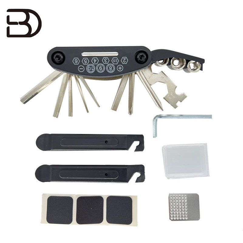 Kit de Reparação Portátil Ferramenta para Pneus de Bicicletas Ferramenta Multifuncional de Combinação Acessórios para Reparação de Bicicleta de Montanha com Bolsa