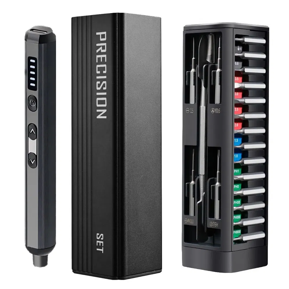 52 em 1 Conjunto de Chave de Fenda Elétrica de Precisão 5-Gear Ferramenta de Kit de Reparação de Eletrônicos com Luz LED Ajustável e Bits Magnéticos