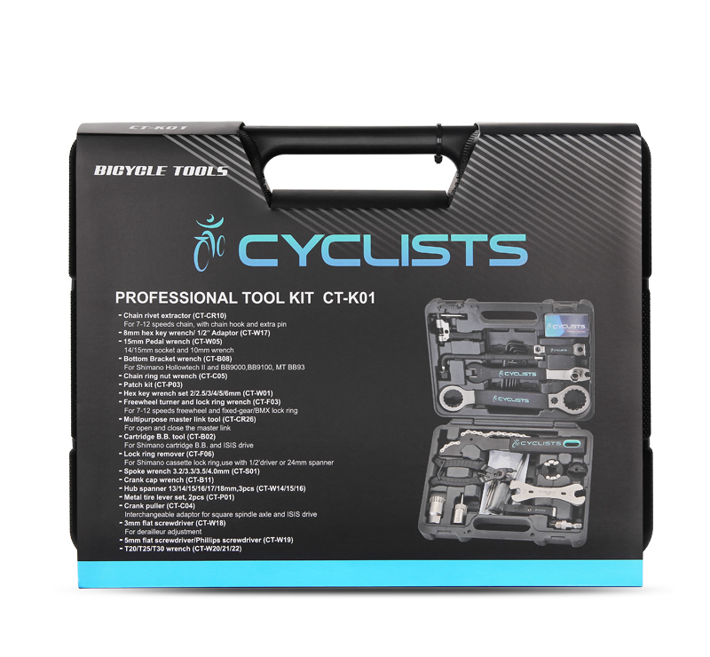 Ferramentas Profissionais de Reparação de Bicicleta 18 em 1 Kit de Ferramentas Multifunção para Ciclismo, Chave de Corrente, Pedal, Chave de Movimento Central, Chave Hexagonal (VT14140)