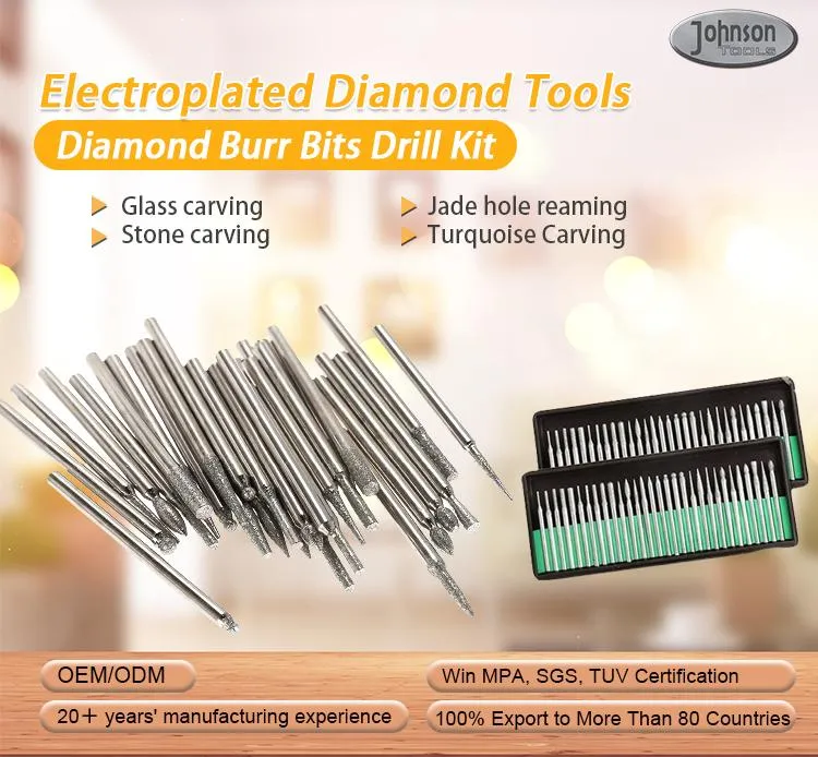 30PCS Conjunto de Brocas de Gravação em Diamante para Ferramenta Rotativa Metal Madeira Router Moagem Gravação Escultura