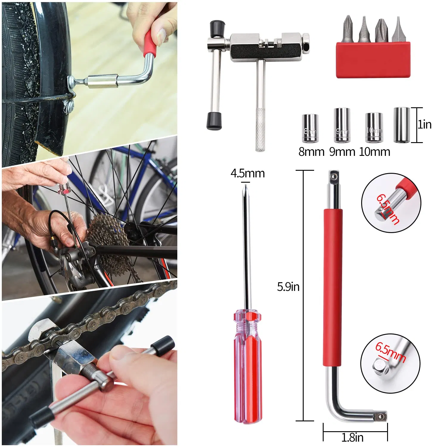 Conjunto de Ferramentas Portátil para Manutenção e Reparo de Bicicletas, Tudo em um Estojo para Bicicleta de Montanha e Estrada