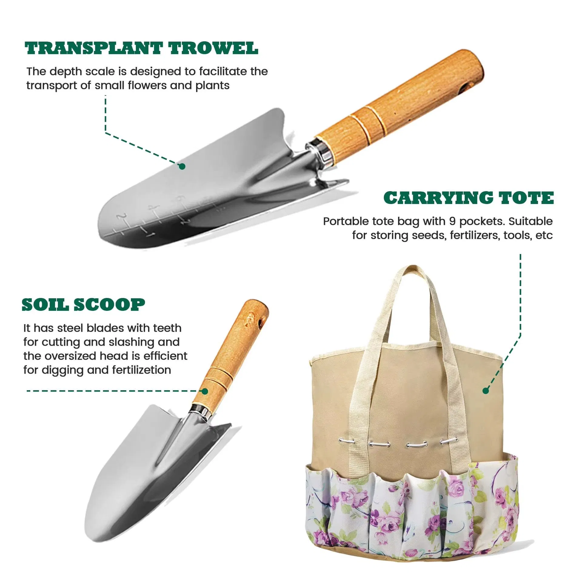 Conjunto de Ferramentas de Jardinagem para Mulheres, Kit de Ferramentas Manuais para Cavar, Conjuntos de Jardim