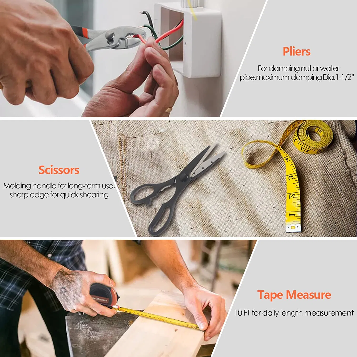 57 Conjunto de Ferramentas Manuais para Casa Kit Profissional de Reparos com Estojo de Armazenamento