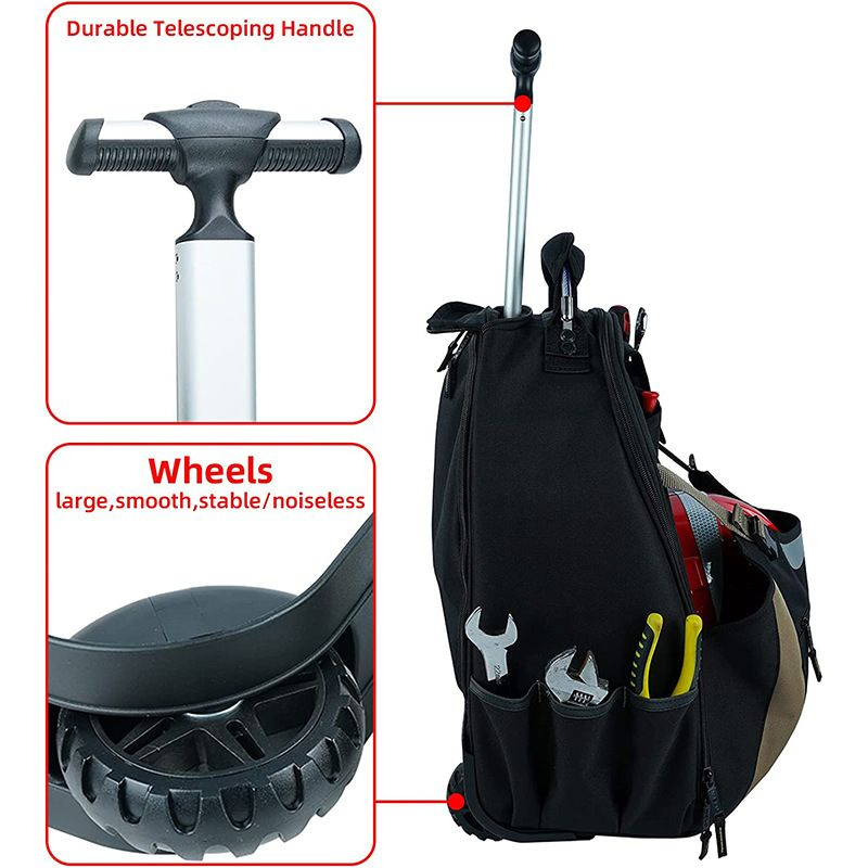 Kit de Ferramentas com Rodas e Barra de Puxar para Manutenção de Mochilas Masculinas de Alta Resistência
