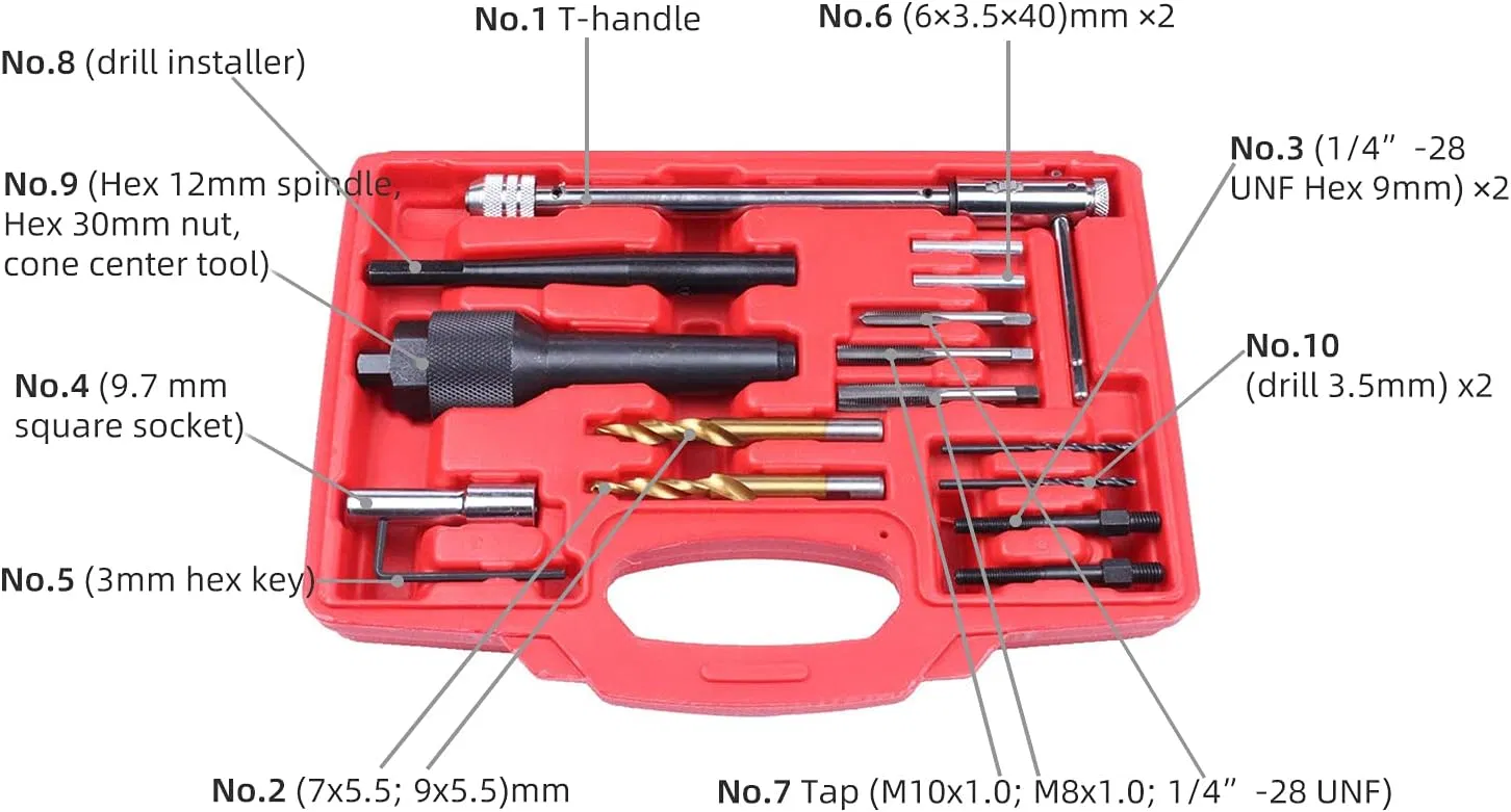 Kit de Ferramentas para Remoção de Velas de Aquecimento G-Carve 16PCS 8mm 10mm Reparação