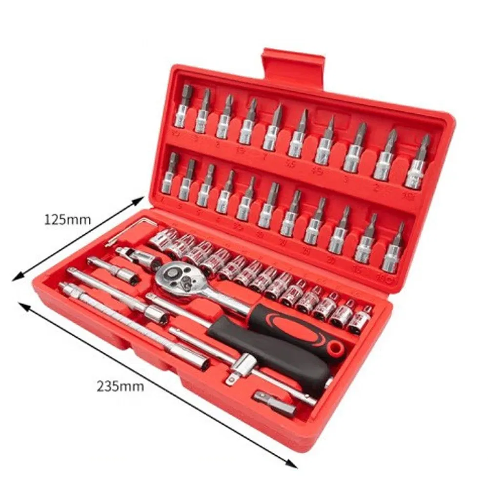 Conjunto de Chaves Mecânicas Automotivas Conjunto de Soquetes para Casa Ferramenta Manual Conjunto de Ferramentas para Reparação de Carros em Aço Carbono
