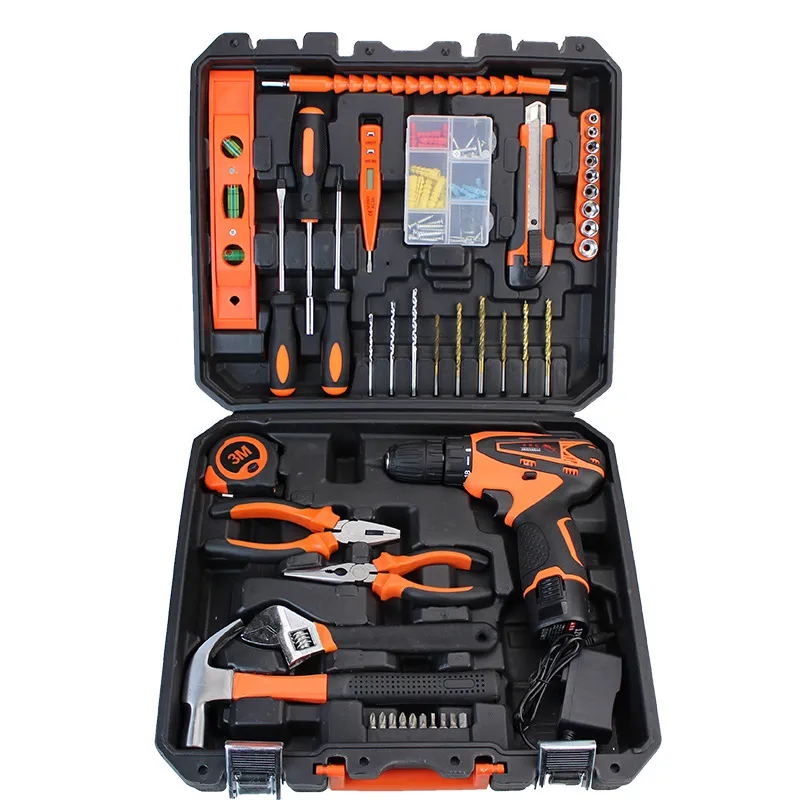Conjunto de Ferramentas Manuais de Hardware para Reparação de Carros, Furadeira Elétrica de Impacto, Conjunto de Caixa de Ferramentas para Manutenção Elétrica à Venda