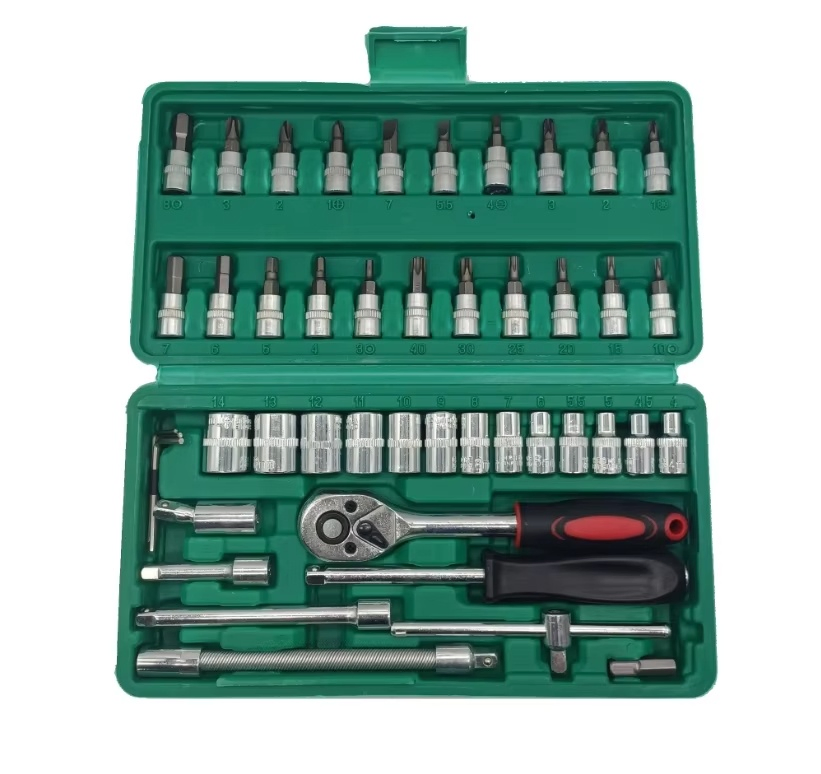 Conjunto de Ferramentas Manuais Conjunto de Ferramentas para Reparação de Carros Caixa de Ferramentas Mecânicas Conjunto de Chaves de Soquete Chave de Catraca e Chave de Fenda Kits-001
