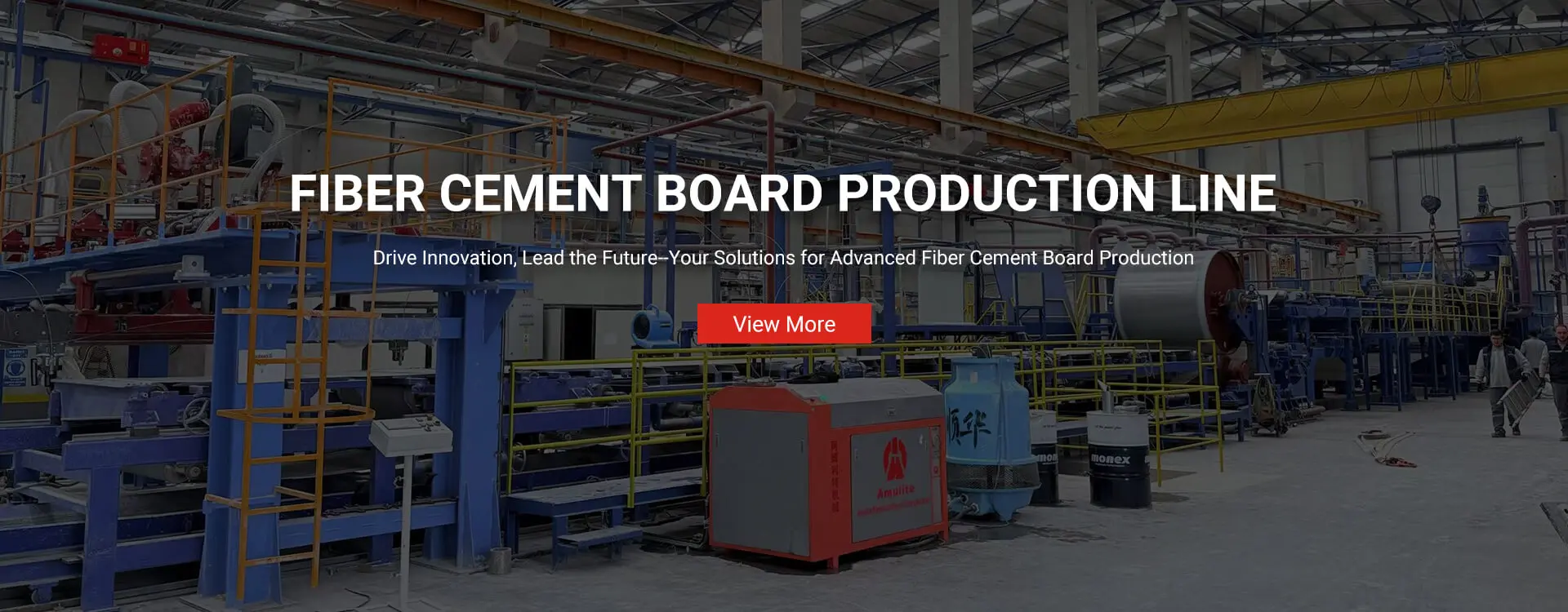 Amulite fiber cement board production line running inside a modern plant