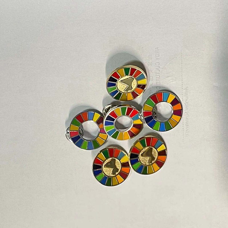 Wholesale SDG  Lapel Pin Custom Design Gold Plated Die Casting Soft Enamel Pin Badge Round Shape Coat Pins Exporter, Exporters