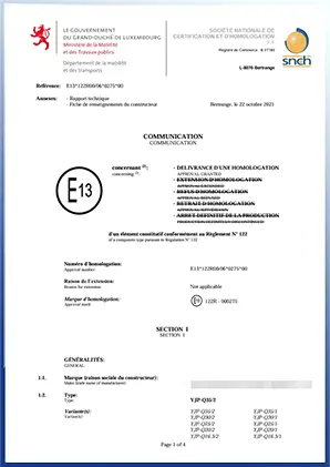 ANHAN ELE EV component certification