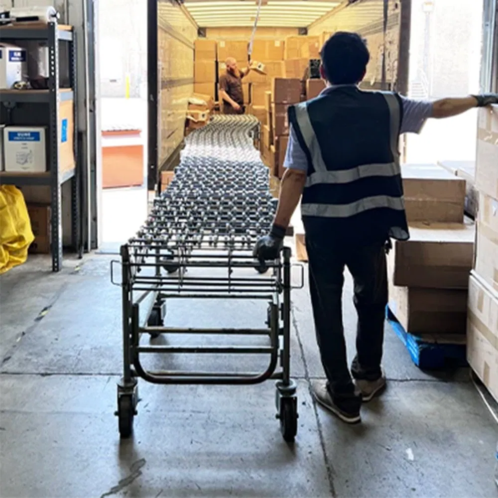 Heavy Duty Skate Wheel Roller Gravity Conveyor Flexible Expandable Telescopic Loading Conveyor