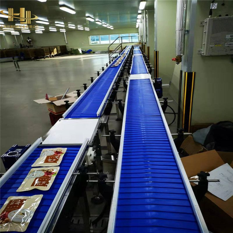 Linear Plastic Chain Conveyor System with Modular Construction for Efficient Product Transport and Flexible Material Handling