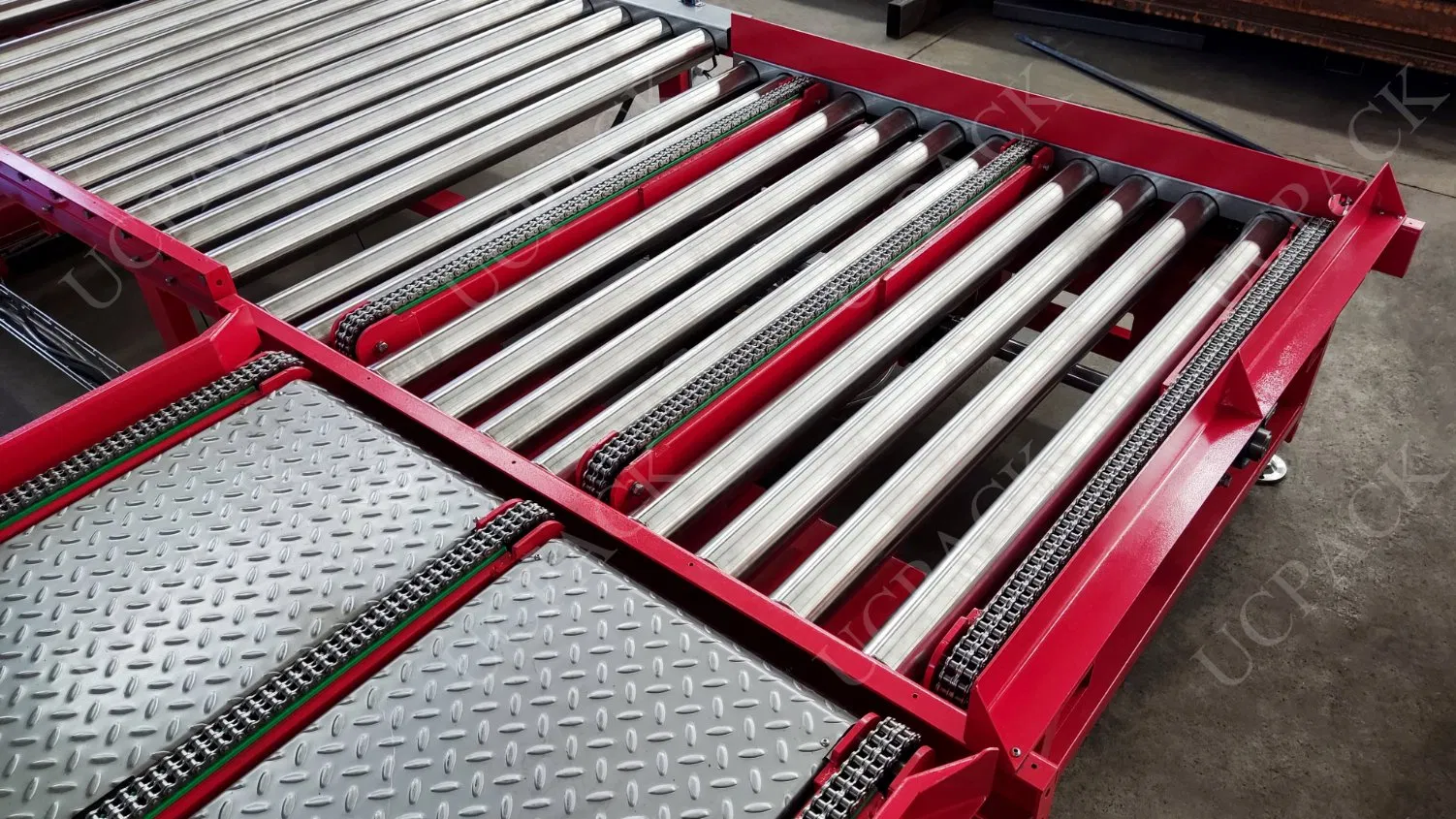 Heavy Duty Pallet Pop-up Roller Transfer Conveyor for 2-Way Pallets