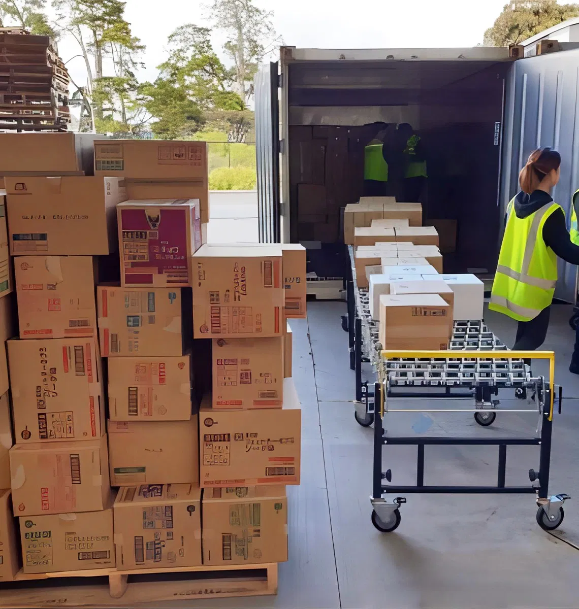 Heavy Duty Skate Wheel Roller Gravity Conveyor Flexible Expandable Telescopic Loading Conveyor