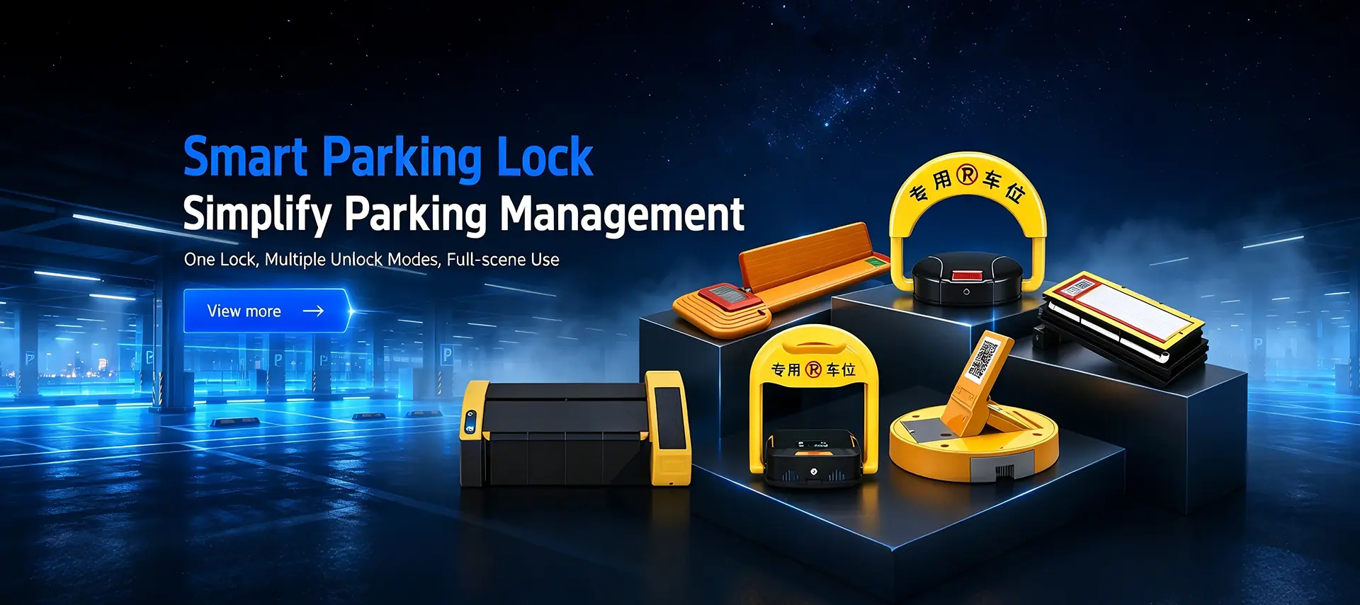 Anrui remote-controlled smart parking lock protecting a private parking space