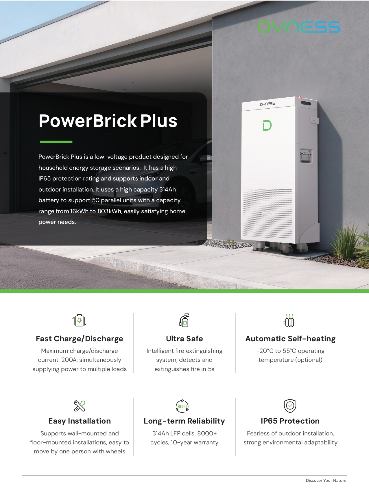 EU Warehouse Dyness Low Voltage ESS 16kWh Powerbrick Plus LiFePO4 51.2V 314Ah Solar Energy Storage Battery Up to 50 Units