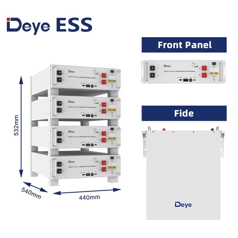 EU Warehouse Deye SE-G5.1 Pro-B Low Voltage Lithium Battery 5kw 10kw 15kw 20kw 51.2V Solar LiFePO4 Battery for Home System