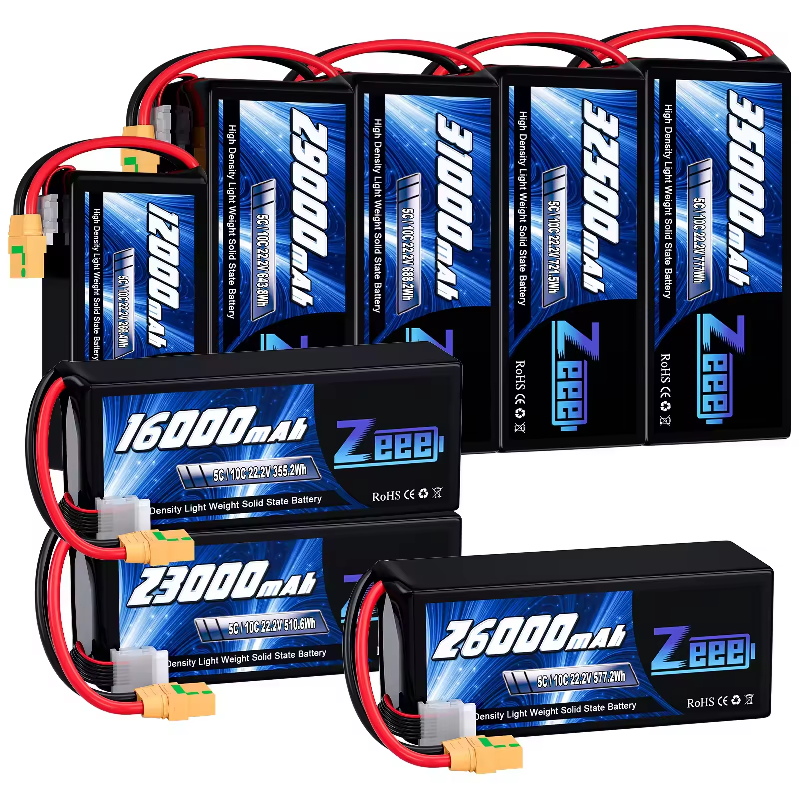 Zeee 6S/12S Solid State Battery 12000/16000/23000/26000/29000/31000/32500/35000mAh For Detection And Exploration