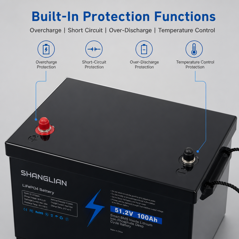 5120Wh 5.12kWh 100Ah/200Ah/300Ah 48V/51.2V LiFePO4 Lithium Ion Battery 6000 Cycles for RV Boats Home Energy Solar