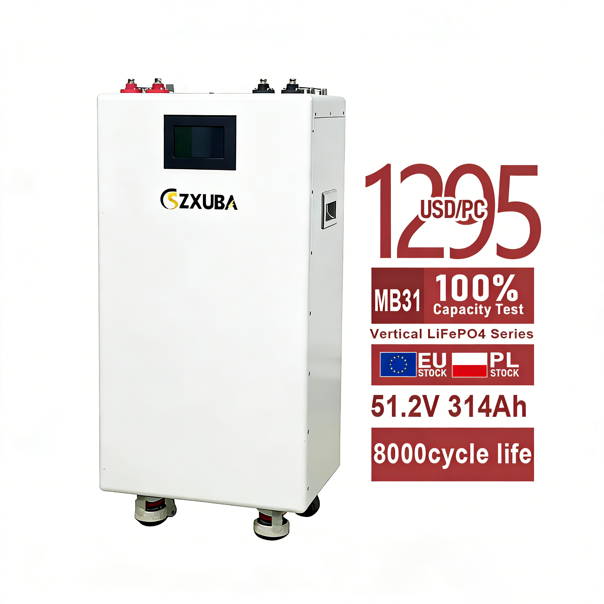 SZXUBA Floor Standing Low Voltage 51.2V Solar Energy Battery 314Ah 16kwh LFP Batteries Hybrid Solar System Lfp Battery Pack