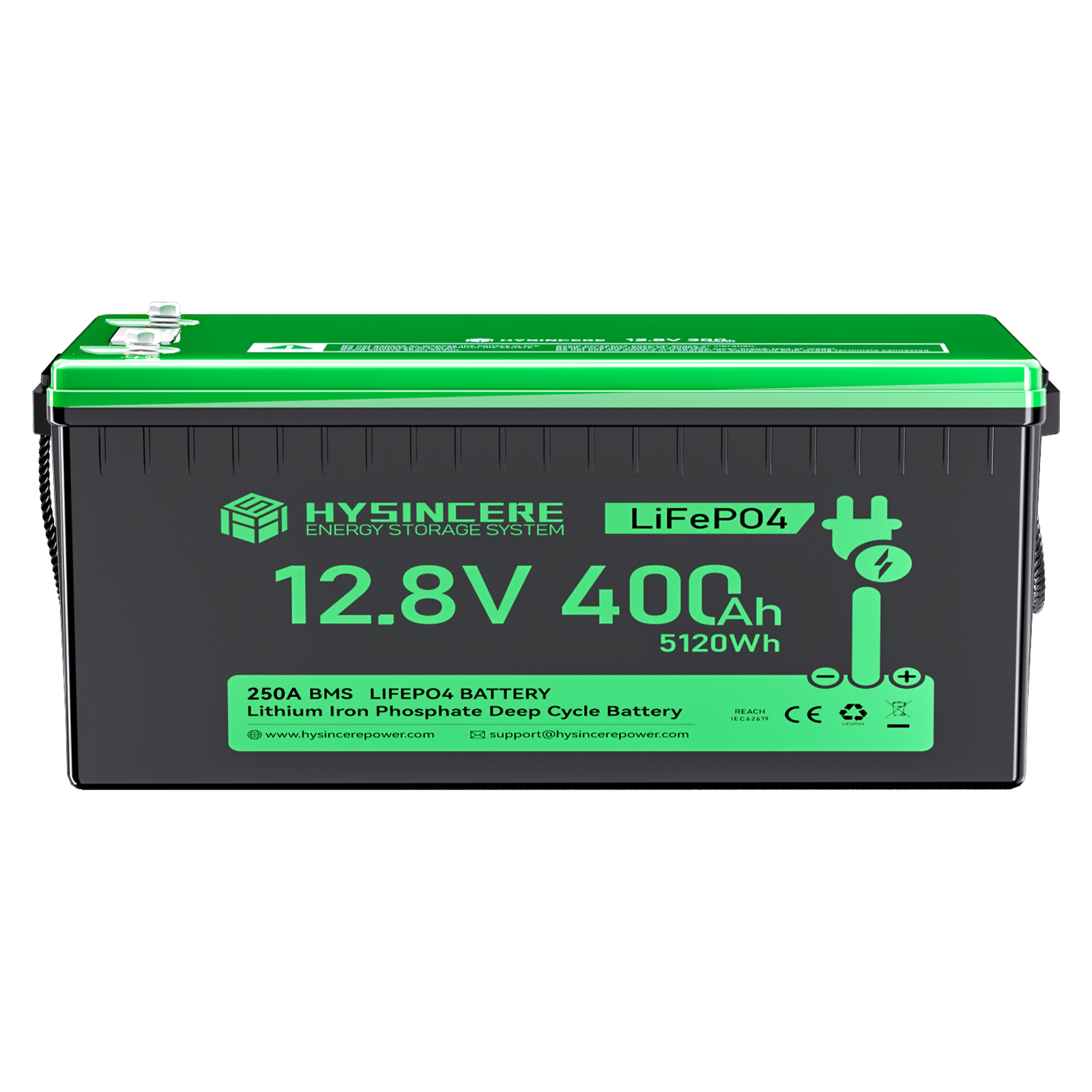 HYSINCERE Safe Standard Screen LiFePO4 Battery 12.8V 24V 36.8V 400Ah 6000 Cycles for RV Camping Solar Power Systems