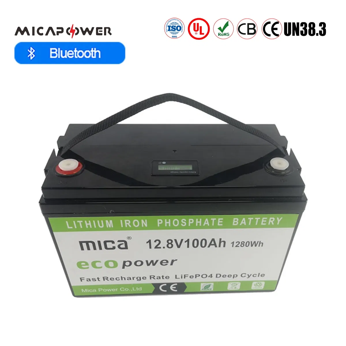 5 Years Warranty 12.8V 12V LiFePO4 Battery 100ah LCD Display Rechargeable Lithium Battery for Solar Energy Storage System Hybrid Inverter Golf Cart