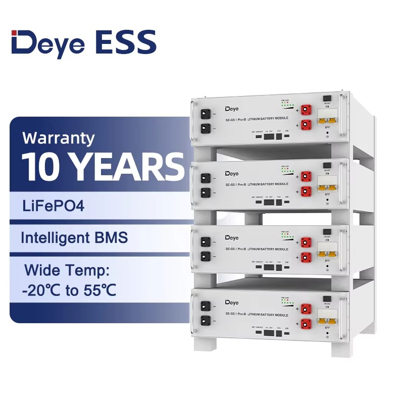 EU Warehouse Deye SE-G5.1 Pro-B Low Voltage Lithium Battery 5kw 10kw 15kw 20kw 51.2V Solar LiFePO4 Battery for Home System