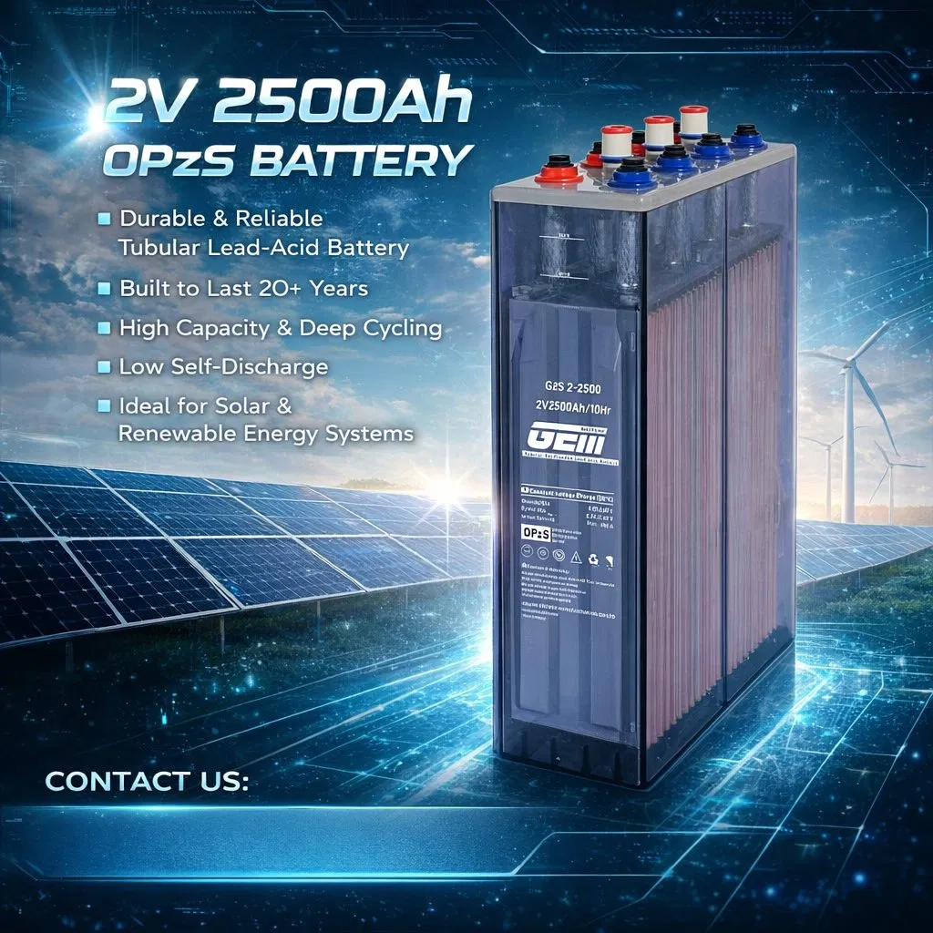 China OEM Factory 2V2500AH OPZS Tubular Gel Battery for Utility-Scale Solar Energy Storage Systems