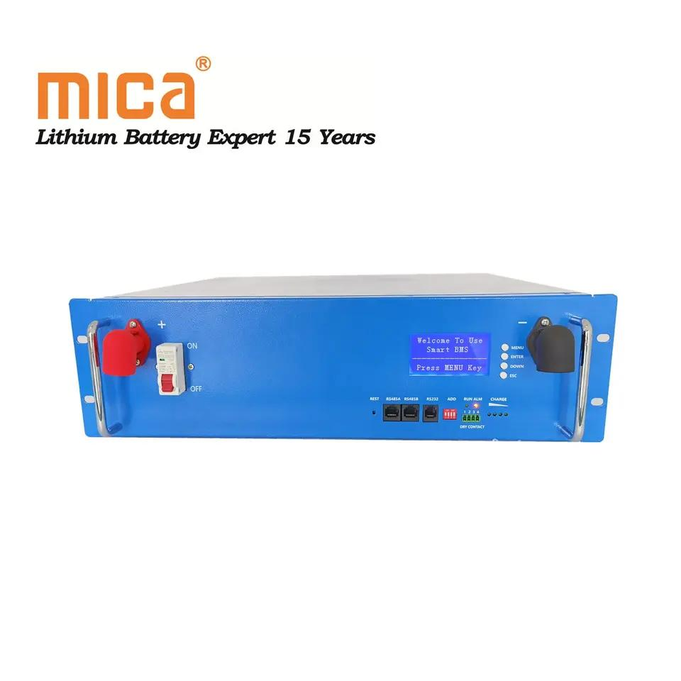 Mica 51.2V 50ah 2.4kwh 100ah LiFePO4 Battery 51.2V 48V Lithium Battery for Solar Energy System Solar Inverter 5kwh 10kwh Rack Mounted