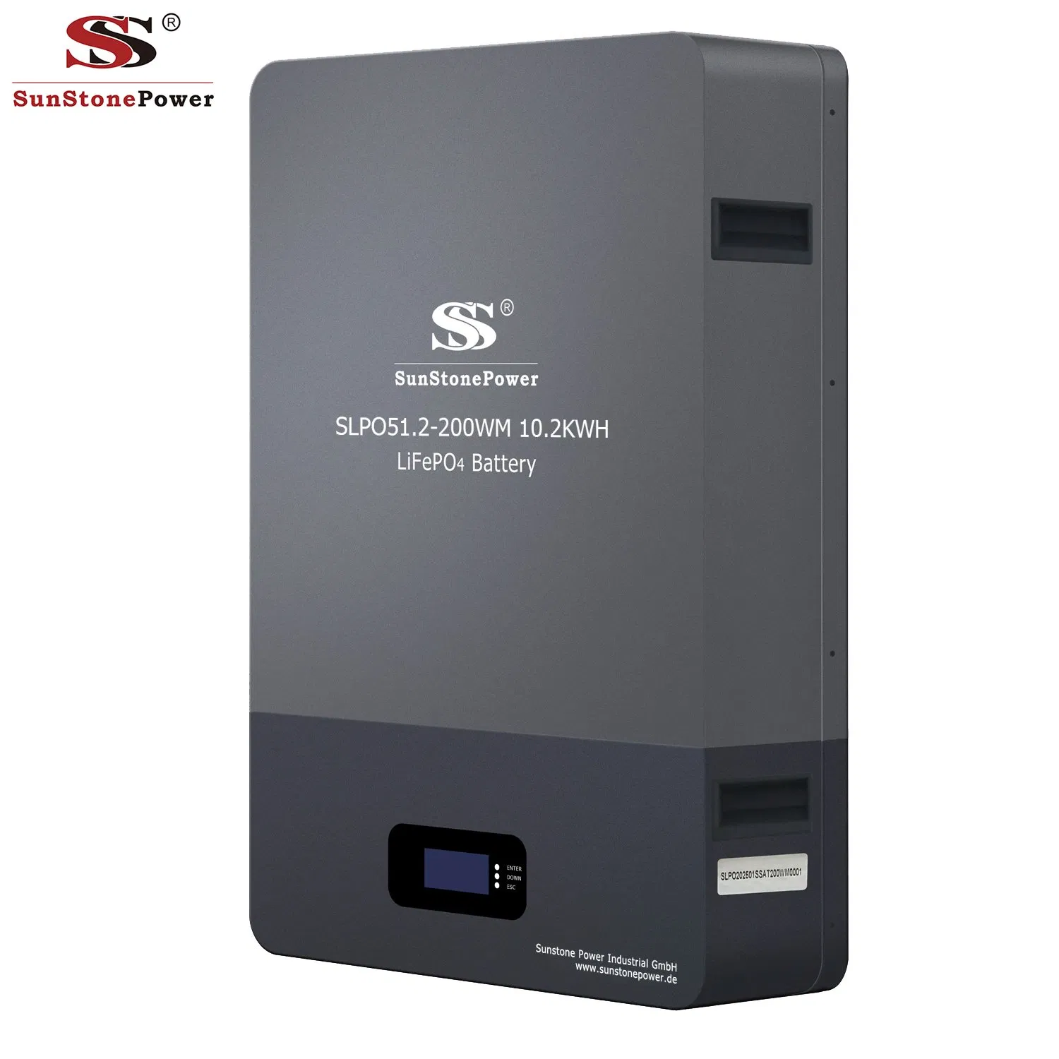 51.2V 200ah 10.2kwh Wall-Mounted LiFePO4 Battery with BMS Function for Solar Storage