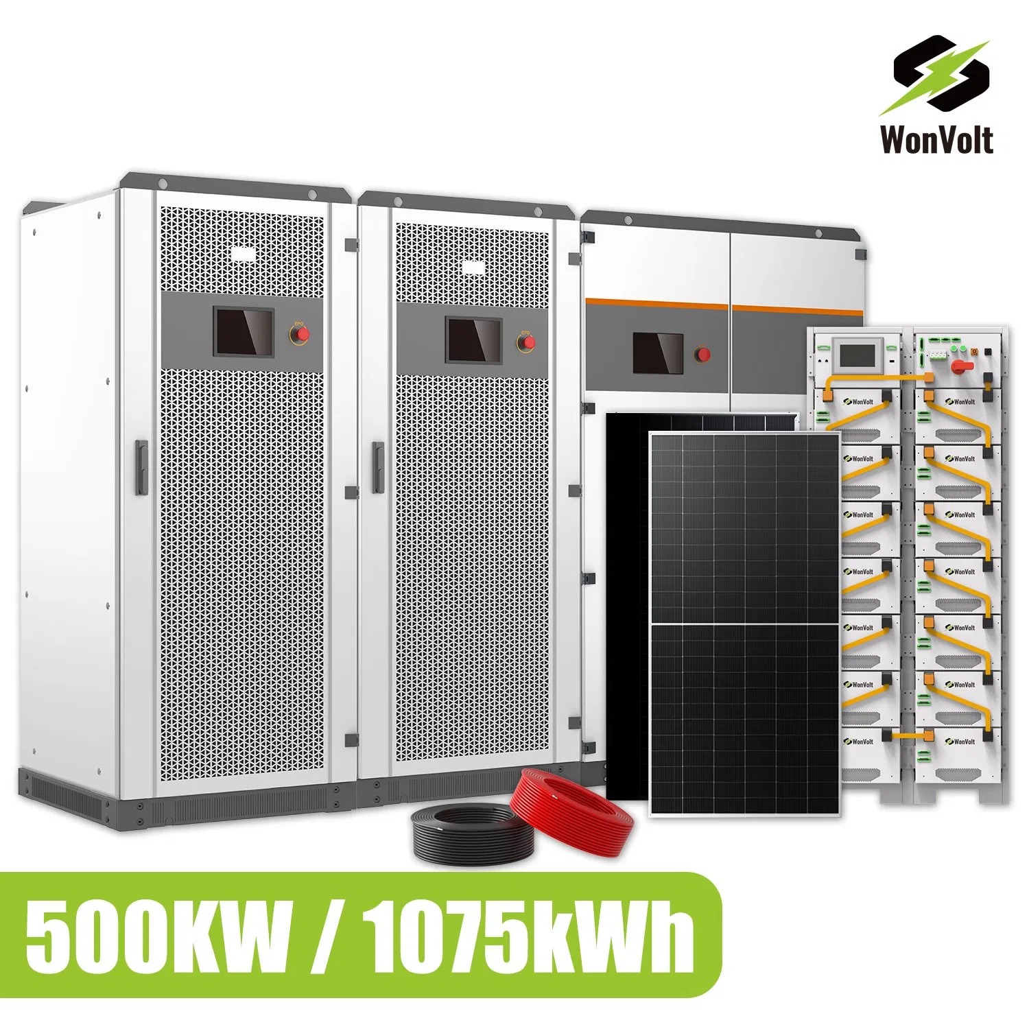 Bess 500kw Solar Panel Power System 600kw 800kw with 1mwh Storage Lithium Battery for Commercial Use