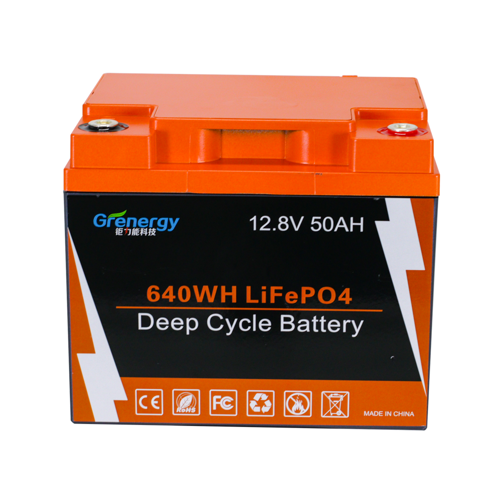 Grenergy LAF1250 Factory Price Rechargeable Import Solar Batteries 12V 50Ah Lifepo4 CE Certified Built-in Smart BMS